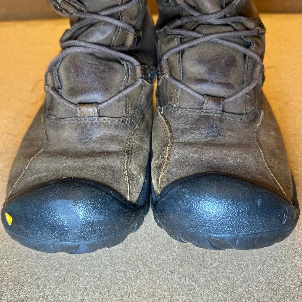 KEEN Bern Baby Bern Winter Boots Women 9 Brown Faux Fur Waterproof Leather Lace